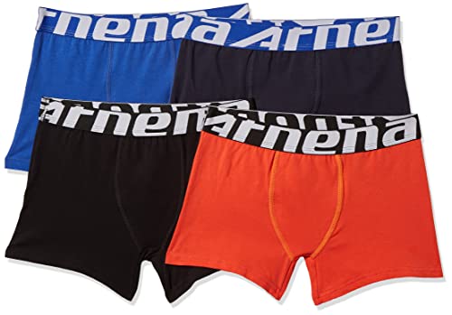Athena Jungen Eco Badehose, Mehrfarbig (Marine/Bleu/Noir/Orange 9000), 12 Jahre (Herstellergröße: 6) (4er Pack) von Athena