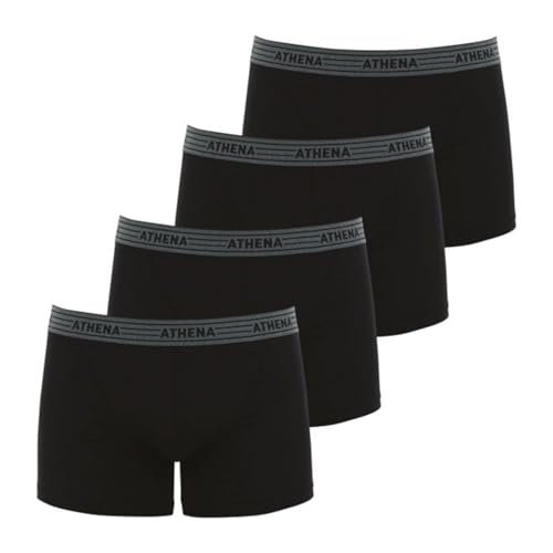 Athena Herren Boxershorts Basic Coton 4-er Pack, Uni - Schwarz, Gr. Medium (Herstellergröße : 3) von Athena