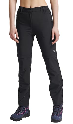 ATHL DPT. Damen Funktionelle Wanderhose/Lange Trekkinghose mit abnehmbaren Beinen als Wandershorts, Zip-Off Schwarz, Gr. 34 von ATHL DPT.
