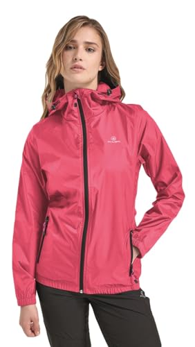 ATHL DPT. Damen moderne Regenjacke/wasserdichte Outdoorjacke winddicht faltbar mit Kapuze, Pink, Gr. L von ATHL DPT.