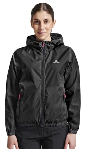 ATHL DPT. Damen moderne Regenjacke/wasserdichte Outdoorjacke winddicht faltbar mit Kapuze, Schwarz, Gr. XL von ATHL DPT.