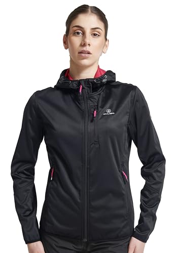 ATHL DPT. Damen moderne Softshelljacke wasserabweisende und atmungsaktive Funktionsjacke mit Kapuze, Sommerjacke Schwarz, Gr. XXL von ATHL DPT.