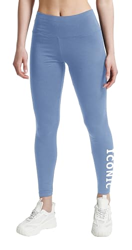 ATHL DPT. Damen modische Leggins aus Baumwolle mit angesagtem Print, Leggins Baumwolle Hellblau, Gr. M von ATHL DPT.