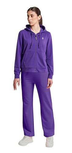 ATHL DPT. Damen modischer Jogginganzug/Sportanzug/Set aus Sweatjacke mit Kapuze und Jogginghose mit Bündchen, Lila leicht wide leg, Gr. XXL von ATHL DPT.