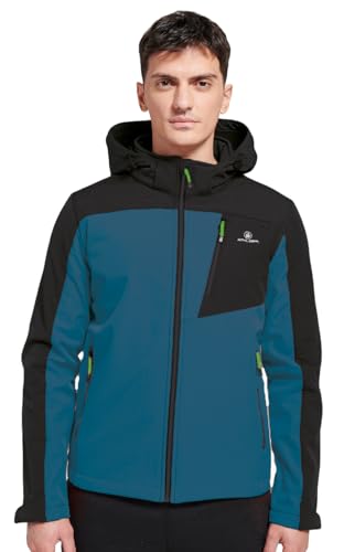 ATHL DPT. Herren Softshelljacke wasserabweisende und atmungsaktive Funktionsjacke mit Kapuze, gefütterte Winterjacke Blau/Schwarz, Gr. XL von ATHL DPT.