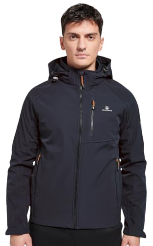 ATHL DPT. Herren Softshelljacke wasserabweisende und atmungsaktive Funktionsjacke mit Kapuze, gefütterte Winterjacke Dunkelblau, Gr. M von ATHL DPT.