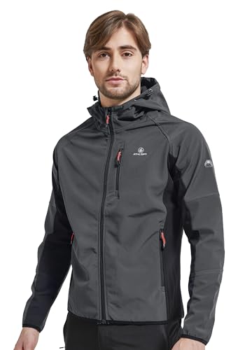 ATHL DPT. Herren Softshelljacke wasserabweisende und atmungsaktive Funktionsjacke mit Kapuze, leichte Sommerjacke Grau/Schwarz, Gr. L von ATHL DPT.