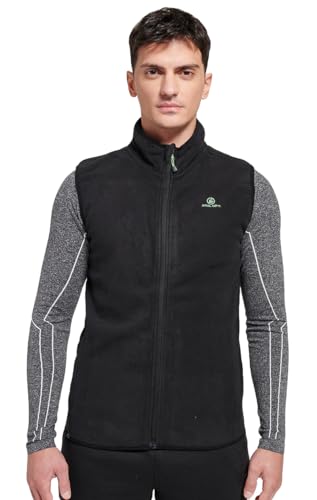 ATHL DPT. Herren funktionale Fleeceweste/Fleecejacke ohne Ärmel mit Reißverschluß für Outdooraktivitäten, Schwarz, Gr. L von ATHL DPT.