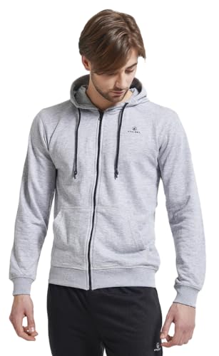 ATHL DPT. Herren modernes Sportoberteil zum Kombinieren als Jogginganzug, Kapuzenpullover Hellgrau, Gr. S von ATHL DPT.