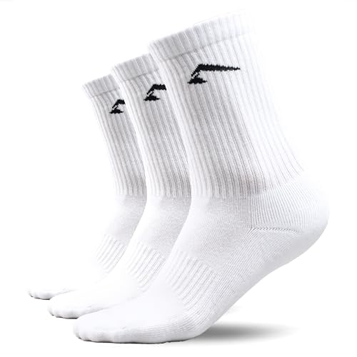 ATHLETIC AESTHETICS 3 Paar Unisex Sportsocken - Cushioned Crew Socks - Hohe Tennissocken aus gekämmter Baumwolle - Socken perfekt für Training & Alltag von ATHLETIC AESTHETICS