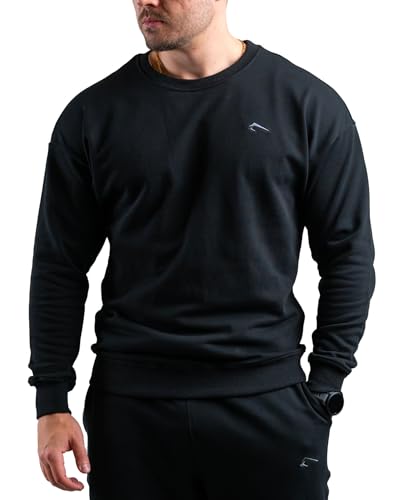 ATHLETIC AESTHETICS Essential Crewneck Sweater (Black) XXL - Herren Sweatshirt Pullover Sportlicher Sweater mit Rundhalsausschnitt Rippbündchen Baumwollmischung - Regular Fit von ATHLETIC AESTHETICS