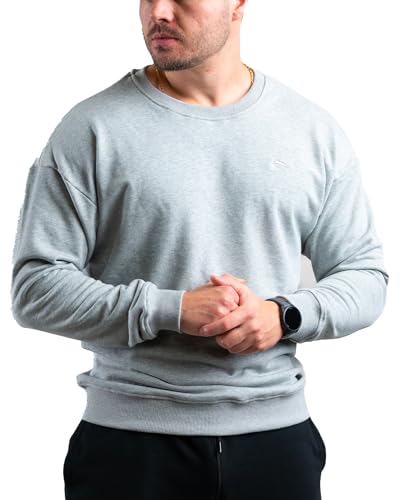 ATHLETIC AESTHETICS Essential Crewneck Sweater (Grey Marl) M - Herren Sweatshirt Pullover Sportlicher Sweater mit Rundhalsausschnitt Rippbündchen Baumwollmischung - Regular Fit von ATHLETIC AESTHETICS