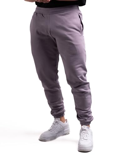 ATHLETIC AESTHETICS Unisex Jogginghose aus 100% Bio-Baumwolle - Hochqualitative Sporthose mit 470 GSM - Hergestellt in Portugal - Für Herren und Damen - Minimalistisches Design (Purple) von ATHLETIC AESTHETICS