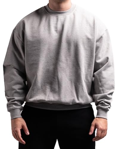 ATHLETIC AESTHETICS Unisex Oversize Crew Neck Sweater aus 100% Bio-Baumwolle - Hochwertiger Pullover, 470 GSM - Hergestellt in Portugal - Minimalistisches Design (Grey Marl) von ATHLETIC AESTHETICS