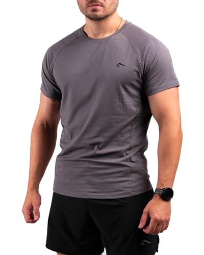 Active Shirt (Grey) S Sport Tshirts für Herren - Funktionsshirt Sportshirt schnelltrocknend & atmungsaktiv Trainingsshirt Laufshirt Kurzarm von ATHLETIC AESTHETICS