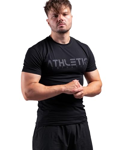 Classic Slim Fit Shirt (Shadow, M) - Sport und Fitness Herren - Bequemes & Hochwertiges Kurzarm Mit Rundhals & Tailliertem Schnitt - Optimal für Training, Freizeit und Gym von ATHLETIC AESTHETICS