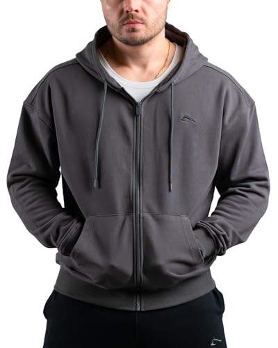 Essential Oversize Zip Hoodie (Olive) XXL - Oversize Zipper Kapuzen Pullover für Herren, Langarm Hoody mit Reißverschluss, Kapuzenpullover für Sport, Fitness, Gym und Freizeit, Pulli von ATHLETIC AESTHETICS