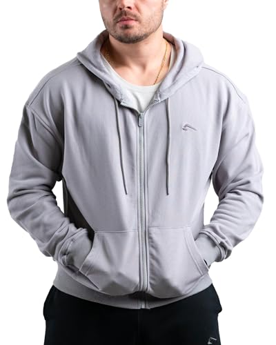 Essential Oversize Zip Hoodie (Stone) M - Oversize Zipper Kapuzen Pullover für Herren, Langarm Hoody mit Reißverschluss, Kapuzenpullover für Sport, Fitness, Gym und Freizeit, Pulli von ATHLETIC AESTHETICS