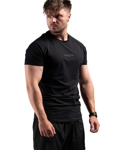 Infinity Line T-Shirt (Black, S) - Freizeit und Fitness Shirt für Herren - Bequemes & hochwertiges Kurzarm Shirt mit Rundhals & tailliertem Schnitt - Optimal für Training, Freizeit, Sport und Gym von ATHLETIC AESTHETICS