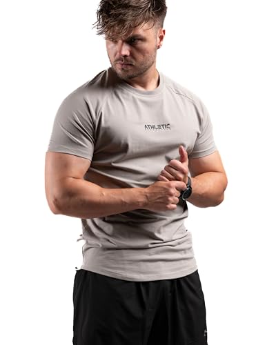 Infinity Line T-Shirt (Harbor Grey, L) - Freizeit und Fitness Shirt für Herren - Bequemes & hochwertiges Kurzarm Shirt mit Rundhals & tailliertem Schnitt - Optimal für Training, Freizeit und Sport von ATHLETIC AESTHETICS