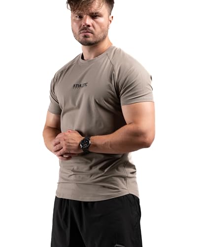 Infinity Line T-Shirt (Military, L) - Freizeit und Fitness Shirt für Herren - Bequemes & hochwertiges Kurzarm Shirt mit Rundhals & tailliertem Schnitt - Optimal für Training, Freizeit, Sport und Gym von ATHLETIC AESTHETICS