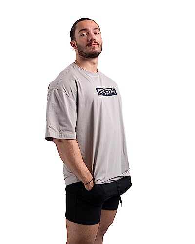 Infinity Oversize T-Shirt - Freizeit und Fitness Shirt für Herren - Bequemes & hochwertiges Kurzarm Shirt mit Rundhals, Dropshoulders (as3, Alpha, l, Regular, Regular, Harbor Grey) von ATHLETIC AESTHETICS