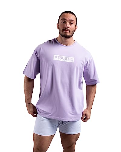 Infinity Oversize T-Shirt - Freizeit und Fitness Shirt für Herren - Bequemes & hochwertiges Kurzarm Shirt mit Rundhals, Dropshoulders (as3, Alpha, l, Regular, Regular, Lavender) von ATHLETIC AESTHETICS