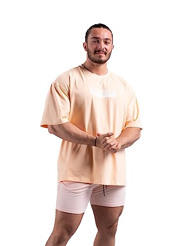 Infinity Oversize T-Shirt - Freizeit und Fitness Shirt für Herren - Bequemes & hochwertiges Kurzarm Shirt mit Rundhals, Dropshoulders (as3, Alpha, l, Regular, Regular, Peach) von ATHLETIC AESTHETICS