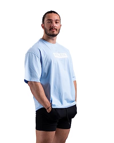 Infinity Oversize T-Shirt - Freizeit und Fitness Shirt für Herren - Bequemes & hochwertiges Kurzarm Shirt mit Rundhals, Dropshoulders (as3, Alpha, m, Regular, Regular, Baby Blue) von ATHLETIC AESTHETICS