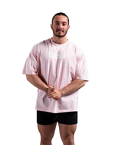 Infinity Oversize T-Shirt - Freizeit und Fitness Shirt für Herren - Bequemes & hochwertiges Kurzarm Shirt mit Rundhals, Dropshoulders (as3, Alpha, m, Regular, Regular, Pink Lemonade) von ATHLETIC AESTHETICS