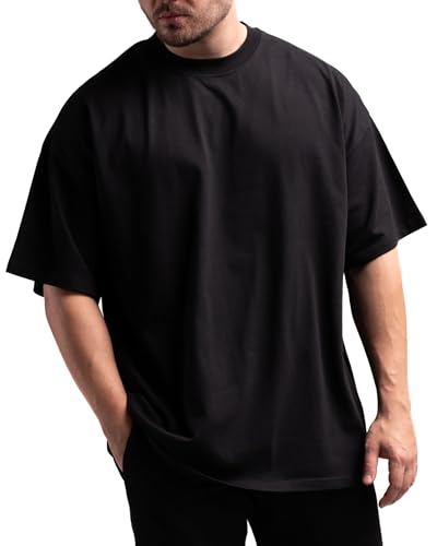 Unisex Oversized T-Shirt aus 100% Bio-Baumwolle - Hochwertiges Shirt mit 235 GSM - Hergestellt in Portugal - Für Herren und Damen - Minimalistisches Design (Black) von ATHLETIC AESTHETICS