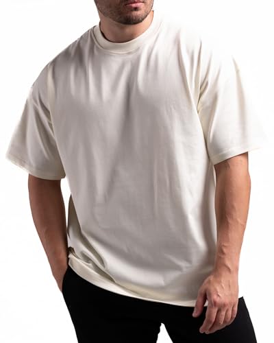 Unisex Oversized T-Shirt aus 100% Bio-Baumwolle - Hochwertiges Shirt mit 235 GSM - Hergestellt in Portugal - Für Herren und Damen - Minimalistisches Design (Cream) von ATHLETIC AESTHETICS