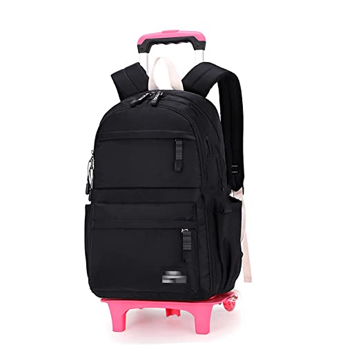 ATHUAH Trolley-Koffer für die Kinderschule, atmungsaktiver und bequemer Rucksack, einfache Trolley-Schultasche, schwarz, sechs Runden, Kinder-Trolley-Rucksack von ATHUAH