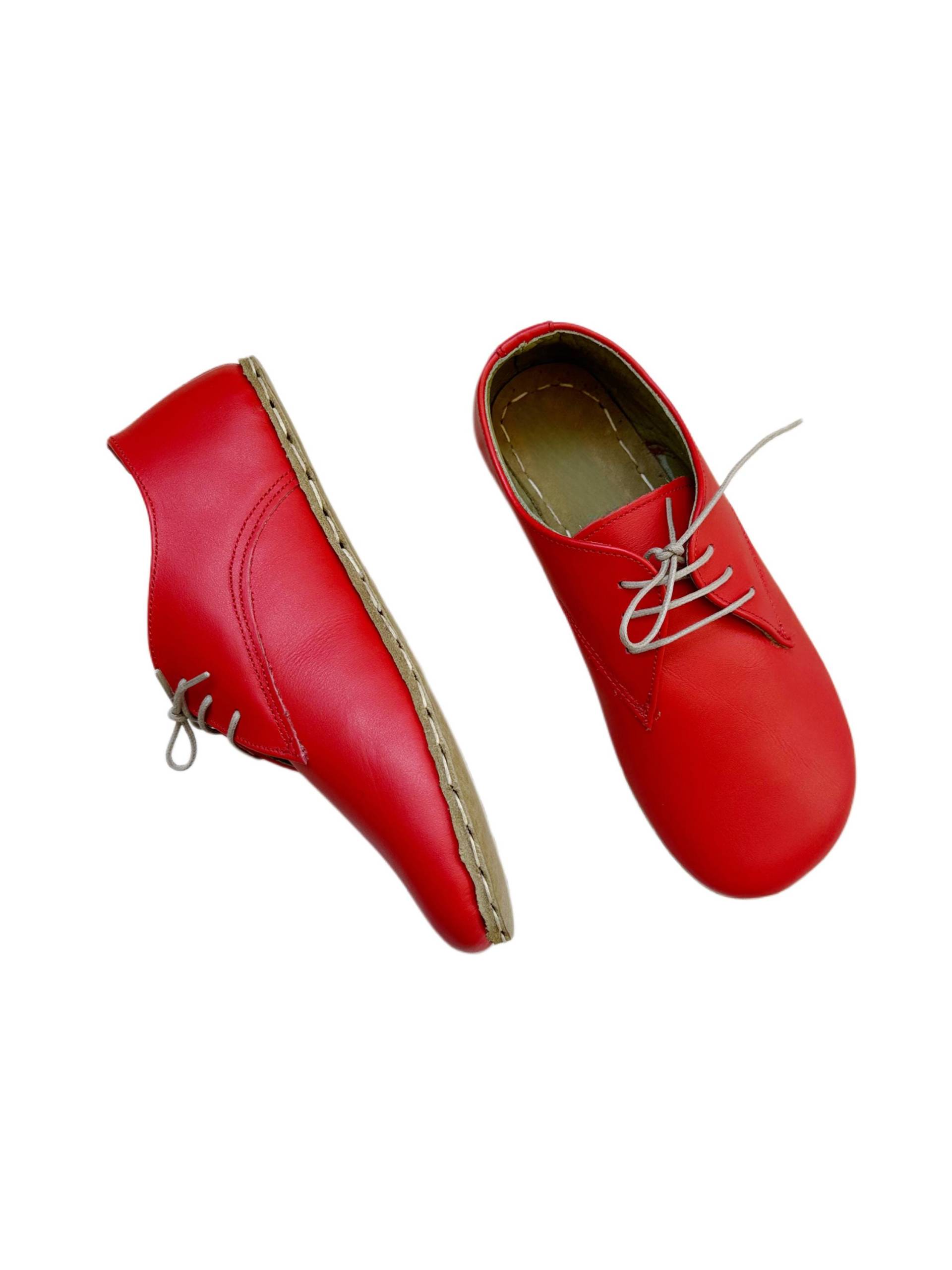 Handgefertigte Leder-Erdungsschuhe Rote Herren Barfuß-Erdungsschuhe von ATICAgroundingshoes