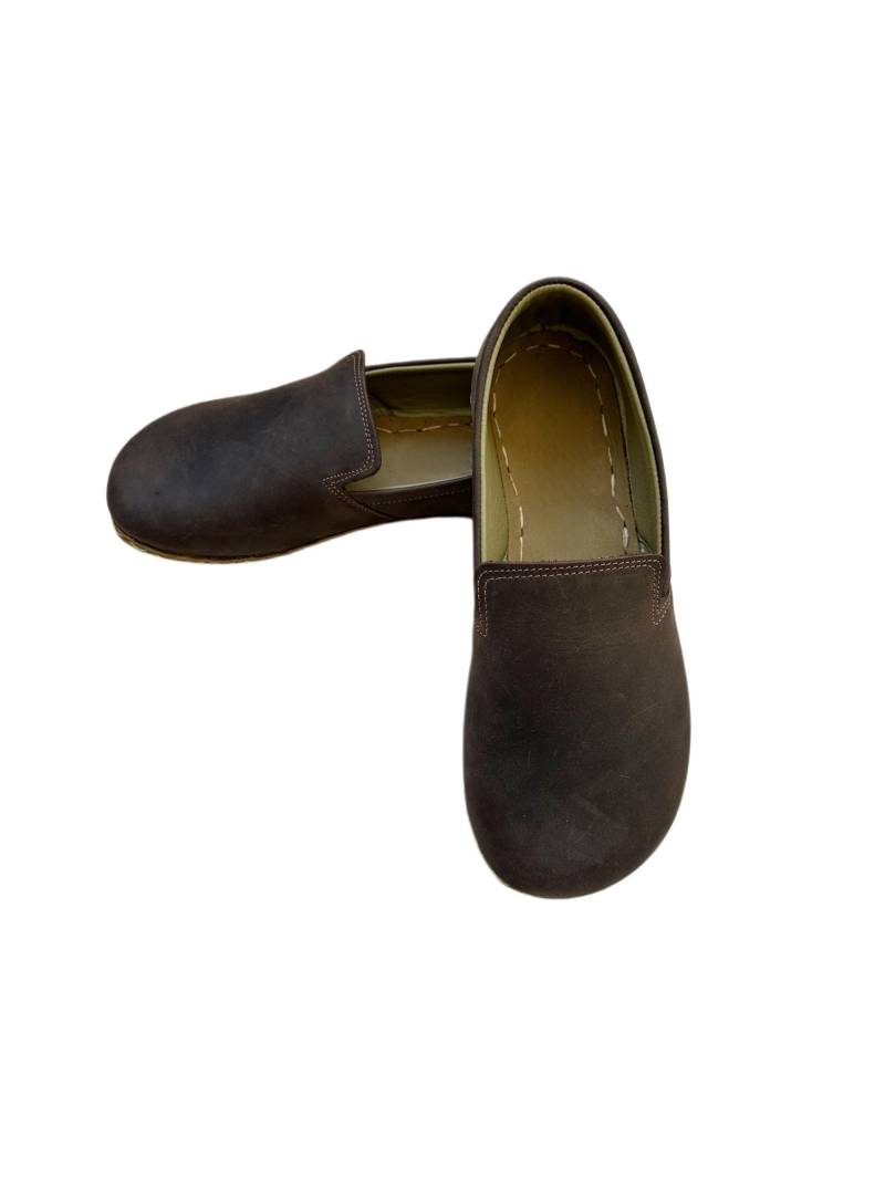 Handgefertigte Dunkelbraune Herren Lederschuhe Barfuß-Erdung von ATICAgroundingshoes