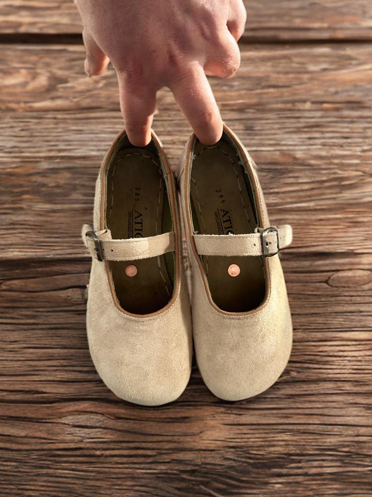 Neu Handgefertigte Damen Wildleder Leder Erdungsschuhe - Barfuß Mary Jane Wohnungen von ATICAgroundingshoes