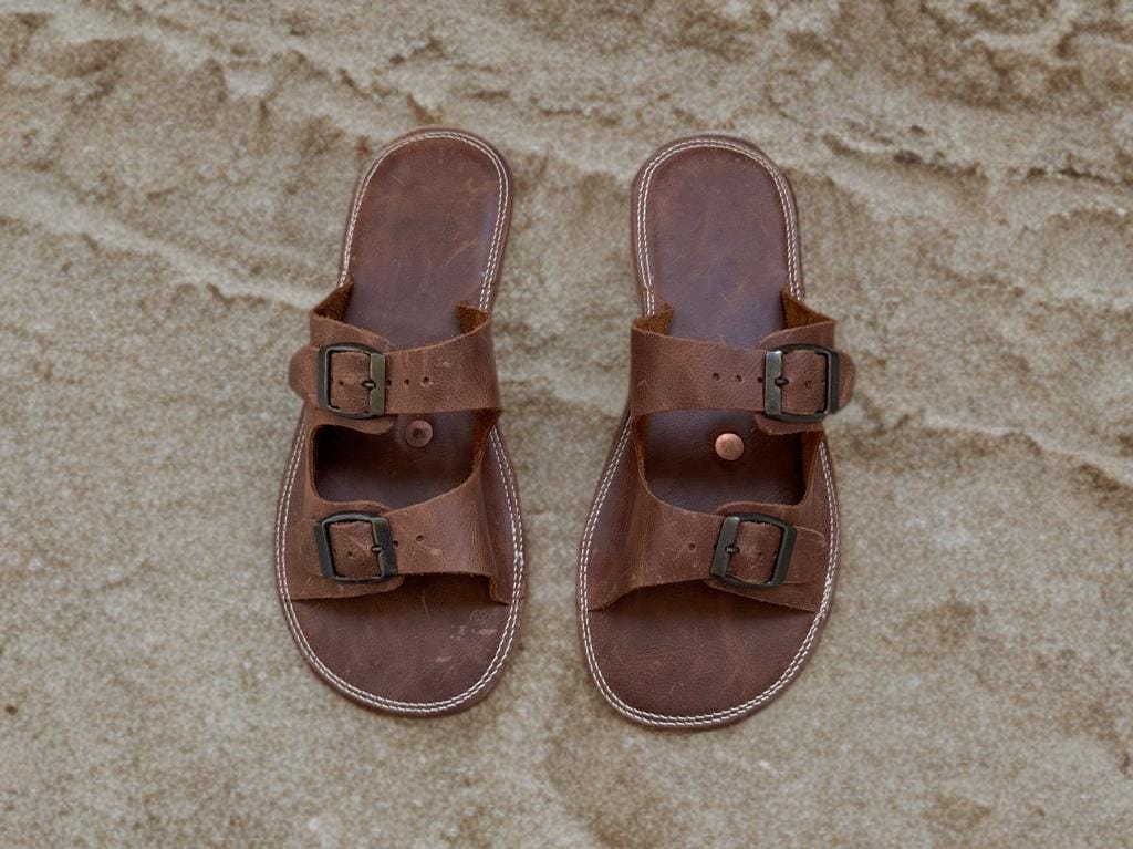 Neue Handgefertigte Erdungs-Hausschuhe Für Frauen, Erdungs-Sandalen Mit Kupfernieten, Crazy Brown von ATICAgroundingshoes