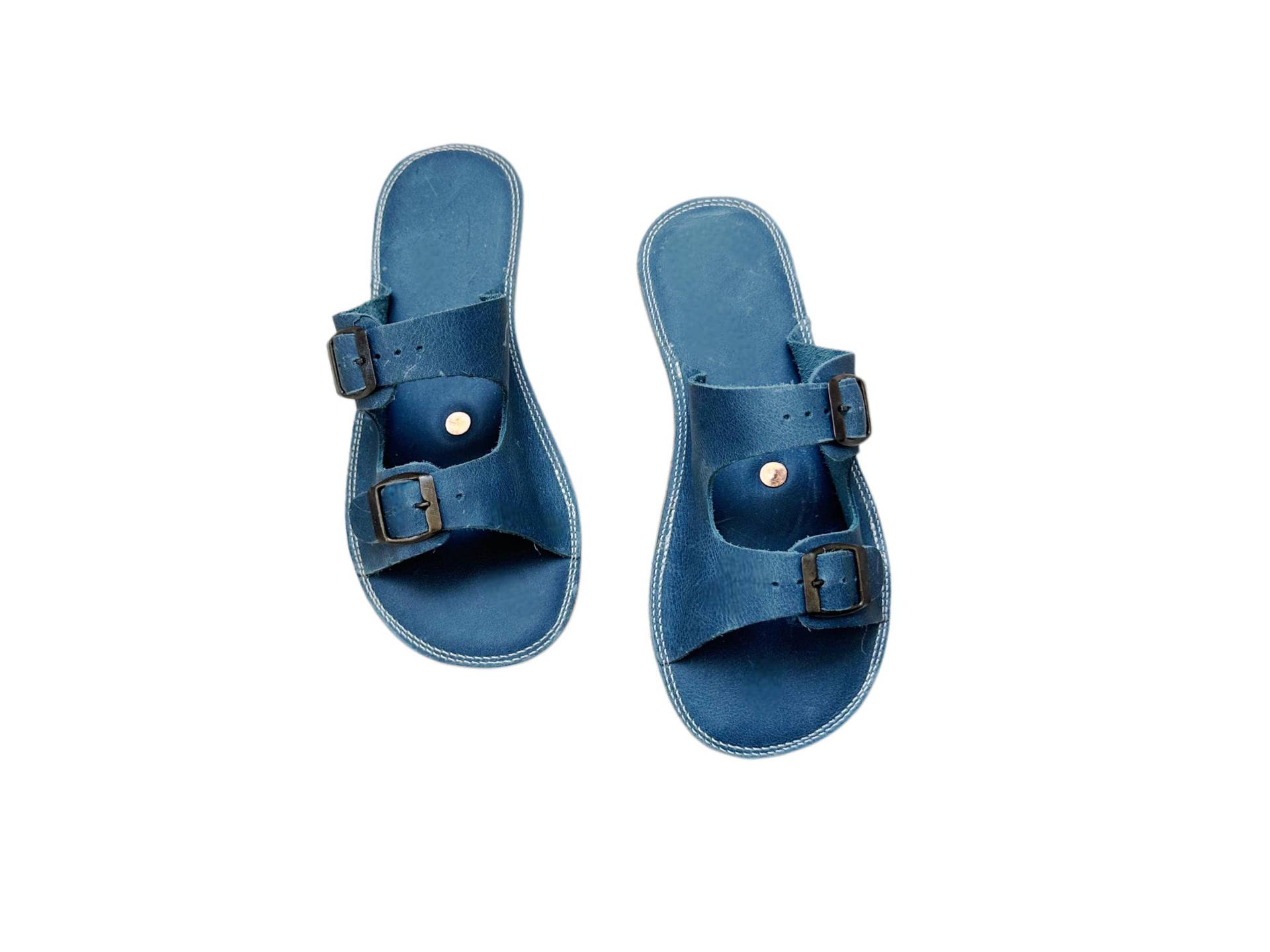 Neue Handgefertigte Erdungs-Hausschuhe Für Frauen, Erdungs-Sandalen Mit Kupfernieten, Himmelblau von ATICAgroundingshoes