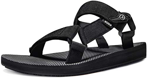 ATIKA Herren Islander Walking-Sandalen, Fußgewölbeunterstützung, für Trail Outdoor Wandern Sandalen Riemen Sport Sandalen Sommer Wasserschuhe, M114 1pack - Black, 45 EU von ATIKA