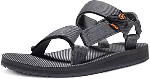 ATIKA Herren Islander Walking-Sandalen, Fußgewölbeunterstützung, für Trail Outdoor Wandern Sandalen Riemen Sport Sandalen Sommer Wasserschuhe, M114 1pack - Grey & Orange, 45 EU von ATIKA