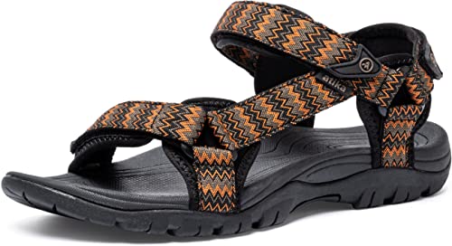 ATIKA Herren Outdoor-Wandersandalen, offene Zehen, Sandalen zum Wandern, leichte, athletische Sport- und Outdoor-Sandalen, M151 1pack - Electric Orange, 46 EU von ATIKA