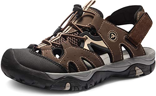 ATIKA Herren athletische Outdoor-Wandersandalen mit geschlossenem Zehensystem, leichte Sportsandalen geeignet Walking, Trailing, Wandern, Wasserschuhe im Sommer, M142 1pack Brown, 42 EU von ATIKA