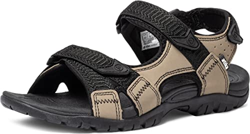 ATIKA Herren offene Zehen, wasserdichte Sandalen, zum Wandern, leichte, athletische Sport- und Outdoor-Sandalen, M153 1pack - Black Tan, 44 EU von ATIKA