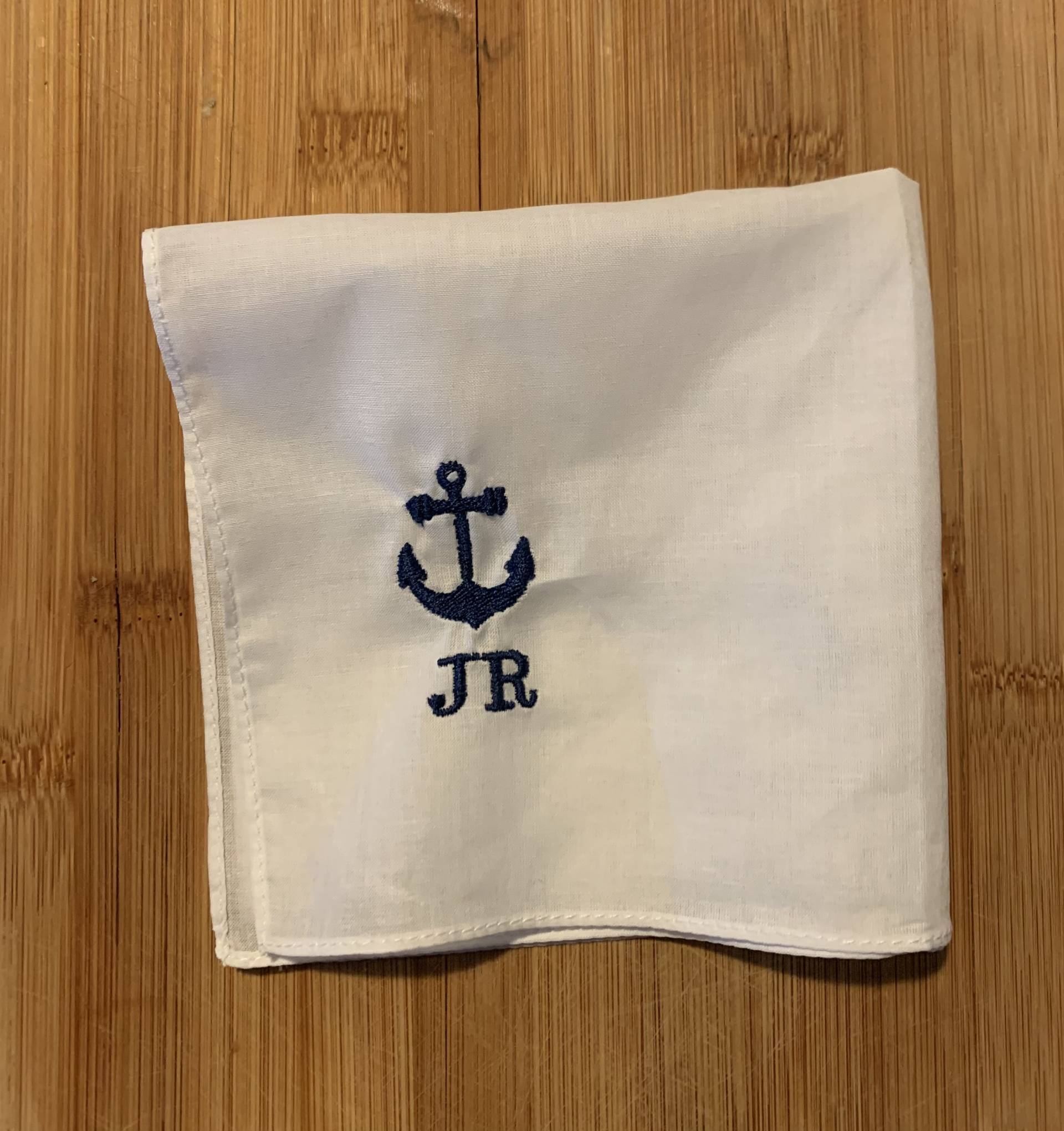 Personalisiertes Taschentuch | Anker Und Meer| Geschenkumschlag Inklusive Initialen Bestickt Personalisierte Hankie von ATIStore