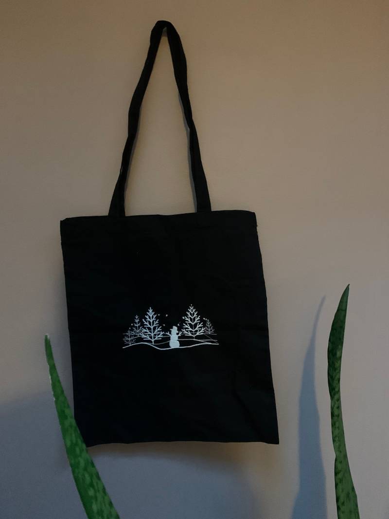 Weihnachts Bestickter Reflektor Baumwoll Jutebeutel | Glow in The Dark Stofftasche Tragetasche Winter von ATIStore