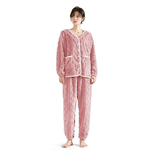 ATKITS Damen Schlafanzug Zweiteiliger Flanell Hausanzug Langarm Lounge Sets Pyjama Set Nachtwäsche Sleepwear Pyjamahose Loungewear Freizeitanzug von ATKITS