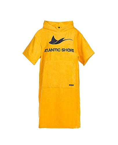 ATLANTIC SHORE | Surf Poncho | Badeponcho mit Kapuze aus 100% Baumwolle | Unisex | Basic für Erwachsene in Yellow | Long (ab 175 cm) von ATLANTIC SHORE