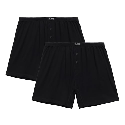 ATLANTIC UNDERWEAR 2er-Pack Herren-Boxershorts, lockerer Schnitt, klassisch & atmungsaktiv, 100% Baumwolle, Schwarz L von ATLANTIC UNDERWEAR