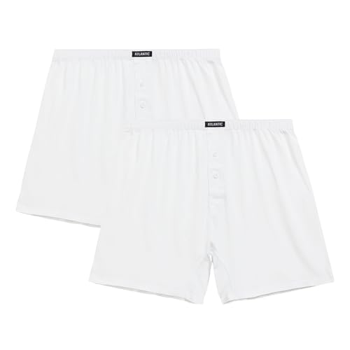 ATLANTIC UNDERWEAR 2er-Pack Herren-Boxershorts, lockerer Schnitt, klassisch & atmungsaktiv, 100% Baumwolle, Weiß L von ATLANTIC UNDERWEAR