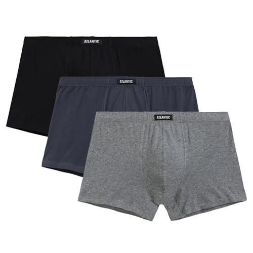 ATLANTIC UNDERWEAR 3er-Pack Herren-Boxershorts – Klassischer Schnitt, Weiche Baumwolle, Perfekte Passform, Eng anliegend & Bequem, Graphit-Mix XL von ATLANTIC UNDERWEAR